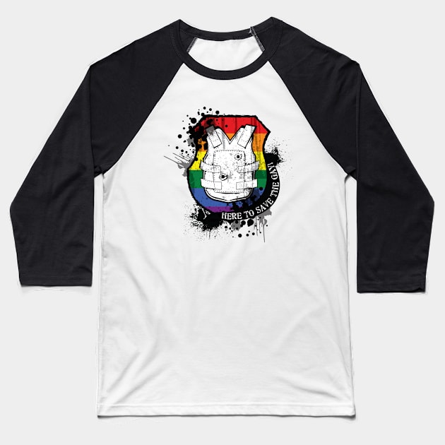 Here-To-Save-The-GAY Baseball T-Shirt by Alicorns_and_Devilhorns